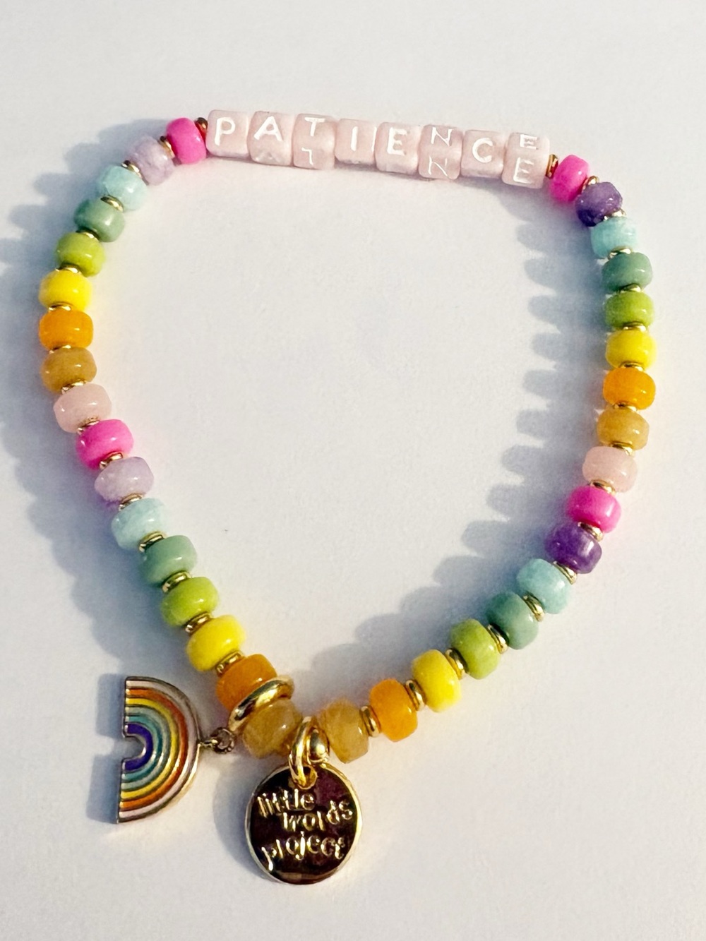 Little Word Project Patience Beaded Letter Bracelet includes charm